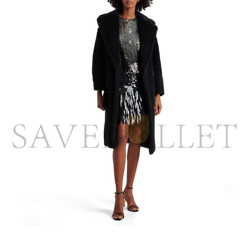 MAX MARA TEDDY BEAR ICON COAT IN ALPACA AND WOOL BLACK 1016055206008